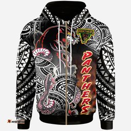 panthers rugby polynesian hoodie custom wild black penrith panthers