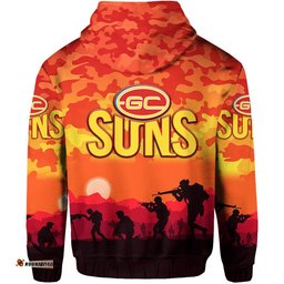 gold coast suns anzac zip up and pullover hoodie simple style