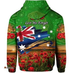 australia aboriginal anzac zip up and pullover hoodie poppy vibes green