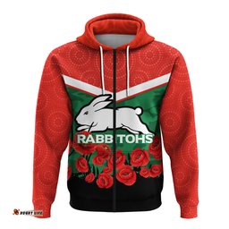 rabbitohs anzac day hoodie indigenous art
