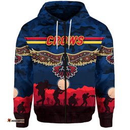 adelaide crows anzac zip up and pullover hoodie simple style navy blue