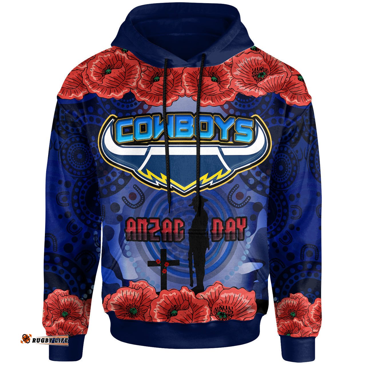 cowboys rugby t shirt aboriginal cowboys anzac day with poppy flower t shirt