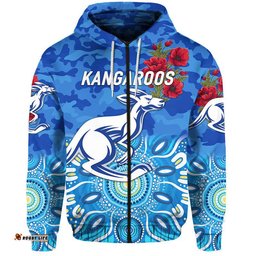 custom personalised north melbourne kangaroos anzac zip up and pullover hoodie indigenous vibes
