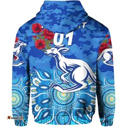 custom personalised north melbourne kangaroos anzac zip up and pullover hoodie indigenous vibes