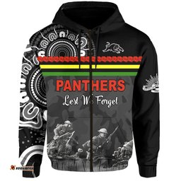 panthers anzac day hoodie aboriginal lest we forget ver02