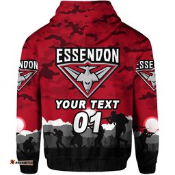 custom personalised essendon bombers anzac zip up and pullover hoodie simple style red