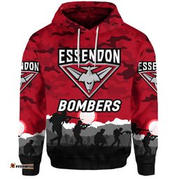 custom personalised essendon bombers anzac zip up and pullover hoodie simple style red
