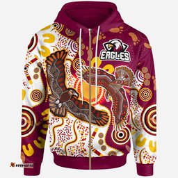 sea eagles aboriginal rugby custom hoodie custom double sea eagles with tribal sun and footprints rlt13