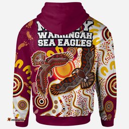 sea eagles aboriginal rugby custom hoodie custom double sea eagles with tribal sun and footprints rlt13