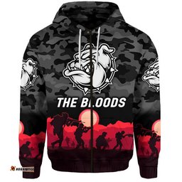 west football club alice springs anzac zip up and pullover hoodie the bloods simple style black