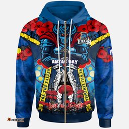 titans aboriginal rugby anzac day custom watercolour hoodie remembrance indigenous titans with poppy flower