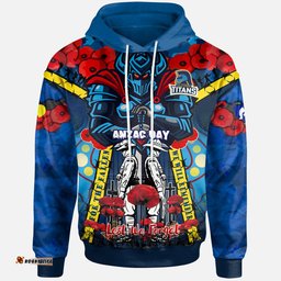 titans aboriginal rugby anzac day custom watercolour hoodie remembrance indigenous titans with poppy flower