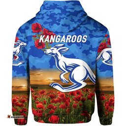 north melbourne kangaroos anzac zip up and pullover hoodie poppy vibes