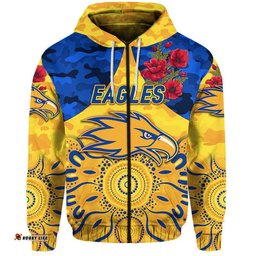 west coast eagles anzac zip up and pullover hoodie indigenous vibes gold