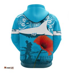 sharkies rugby hoodie anzac day barb wire style