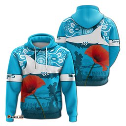 sharkies rugby hoodie anzac day barb wire style