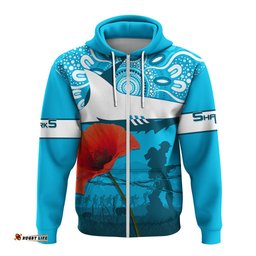 sharkies rugby hoodie anzac day barb wire style