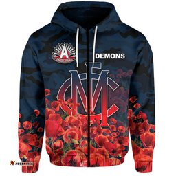 anzac day demons hoodie poppy flowers with army patterns