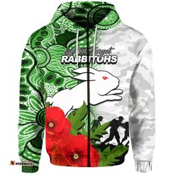 custom personalisedrabbitohs anzac day aboriginal mix army patterns hoodie