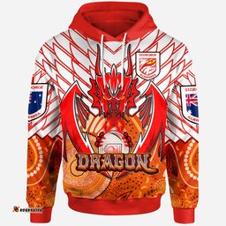 st george aboriginal rugby hoodie custom indigenous super dragons with australia flag rlt13