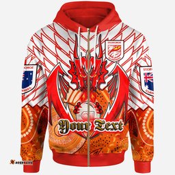 st george aboriginal rugby hoodie custom indigenous super dragons with australia flag rlt13
