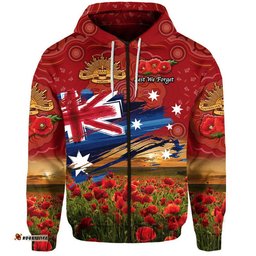 custom personalised australia aboriginal anzac zip up and pullover hoodie poppy vibes red