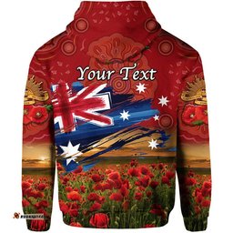 custom personalised australia aboriginal anzac zip up and pullover hoodie poppy vibes red