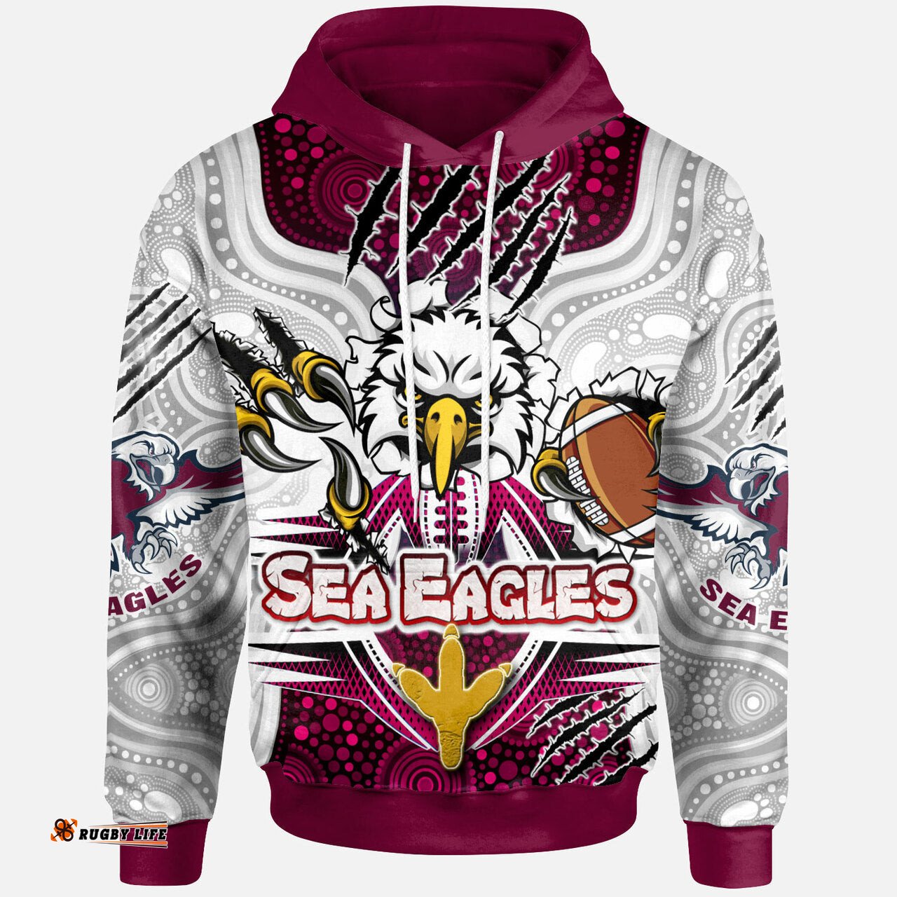 sea eagles rugby custom indigenous hoodie super sea eagles scratch style