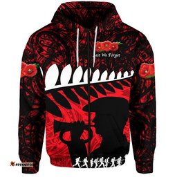 new zealand maori anzac zip up and pullover hoodie remembrance soldier red