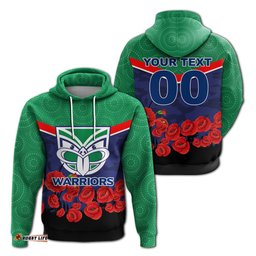 custom personalised new zealand warriors anzac day indigenous art hoodie