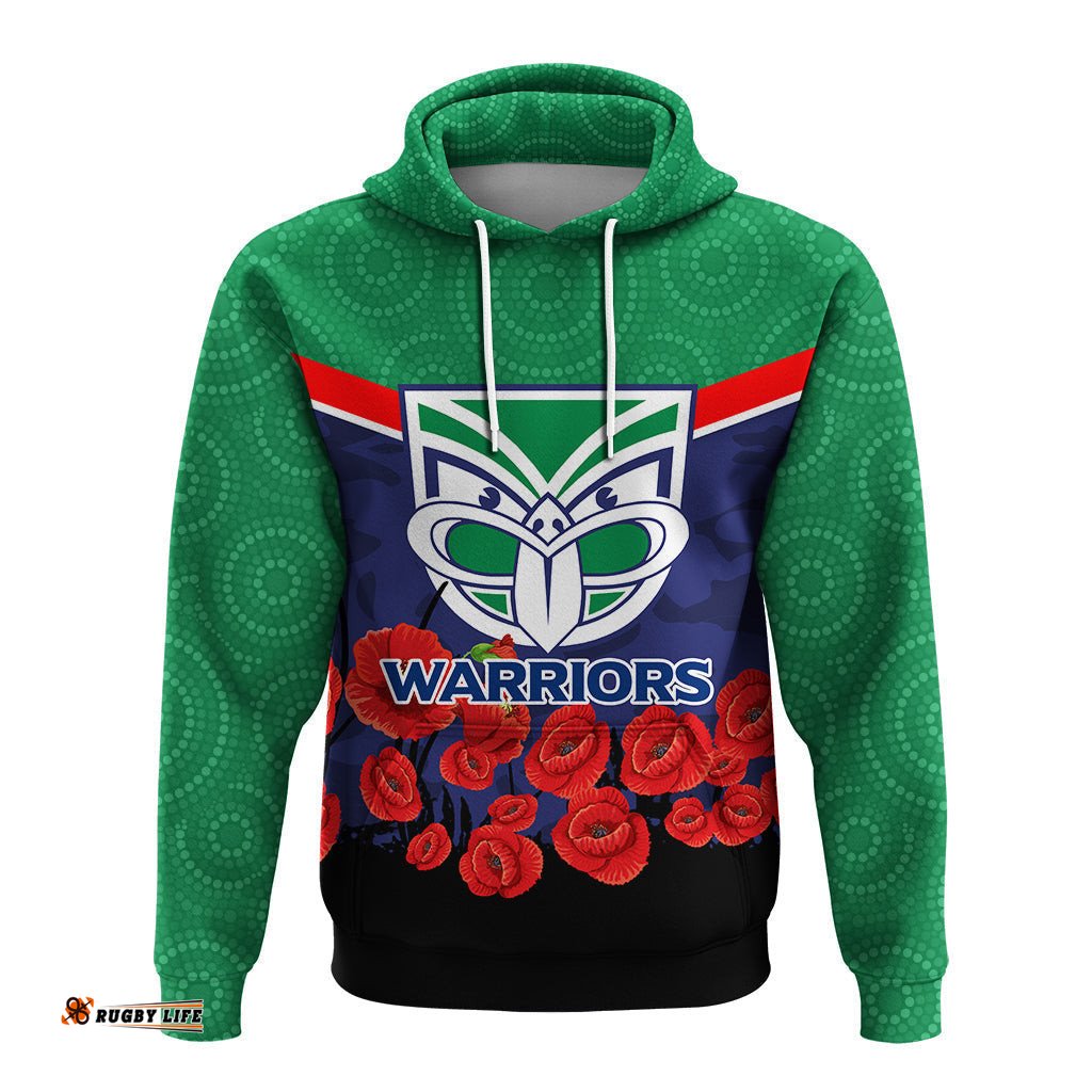 custom personalised new zealand warriors anzac day indigenous art hoodie