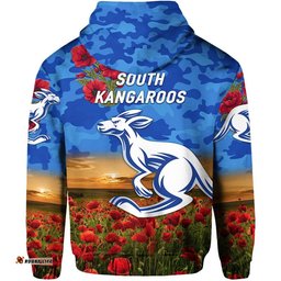 south alice football club kangaroos anzac zip up and pullover hoodie poppy vibes