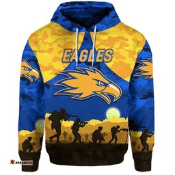 west coast eagles anzac zip up and pullover hoodie simple style royal blue