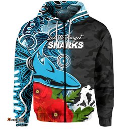 custom personalisedsharks anzac day aboriginal mix army patterns hoodie