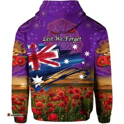 australia aboriginal anzac zip up and pullover hoodie poppy vibes purple