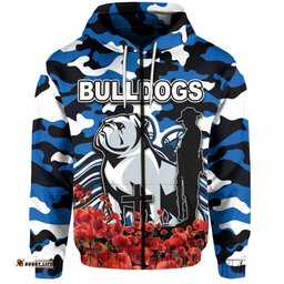 canterbury bankstown bulldogs hoodie anzac day poppy flowers with army patterns