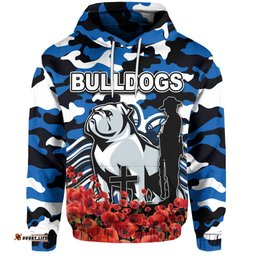 canterbury bankstown bulldogs hoodie anzac day poppy flowers with army patterns