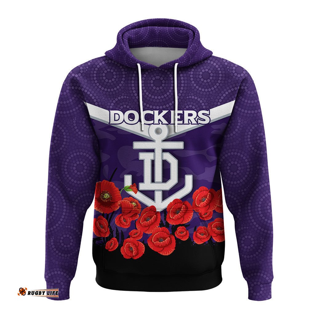 dockers anzac day hoodie indigenous art