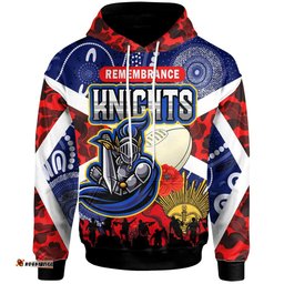 knights rugby hoodie custom anzac day newcastle knights aboriginal patterns hoodie rlt13