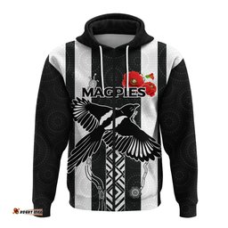 magpies anzac day hoodie indigenous art
