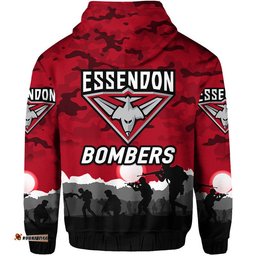 essendon bombers anzac zip up and pullover hoodie simple style red