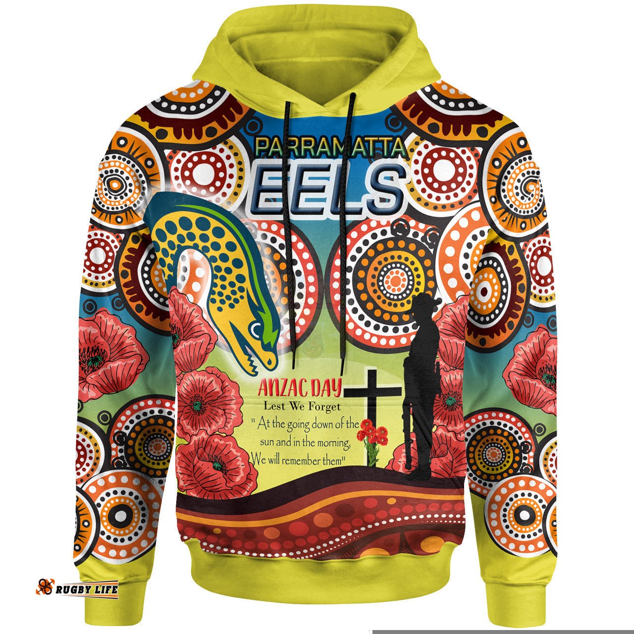 eels rugby aboriginal hoodie anzac day let we forgot poppy flower patterns hoodie