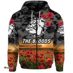 custom personalised west football club alice springs anzac zip up and pullover hoodie the bloods poppy vibes black