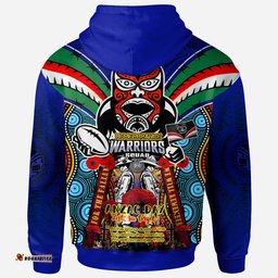 warriors rugby custom anzac hoodie remembrance warriors with maori mask and aboriginal patterns home and away