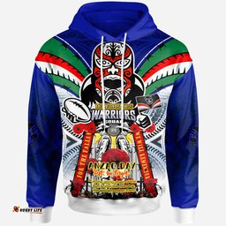 warriors rugby custom anzac hoodie remembrance warriors with maori mask and aboriginal patterns home and away