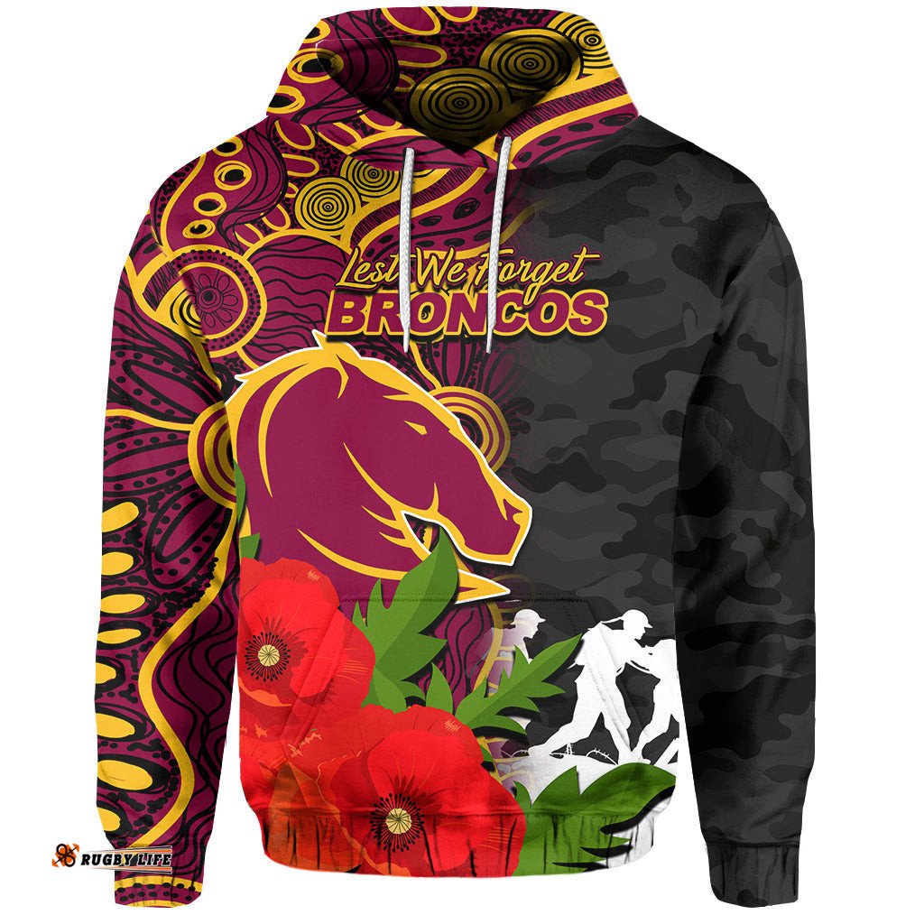 custom personalisedbroncos anzac day aboriginal mix army patterns hoodie