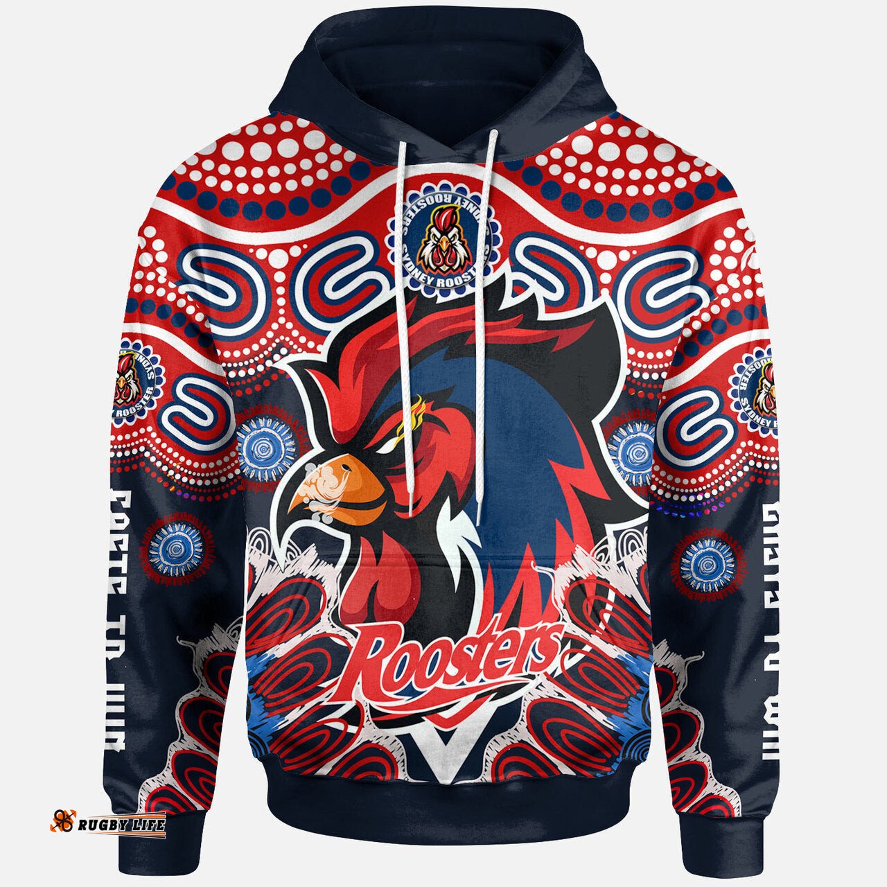 roosters rugby "easts to win" hoodie custom indigenous sydney roosters with aboriginal patterns