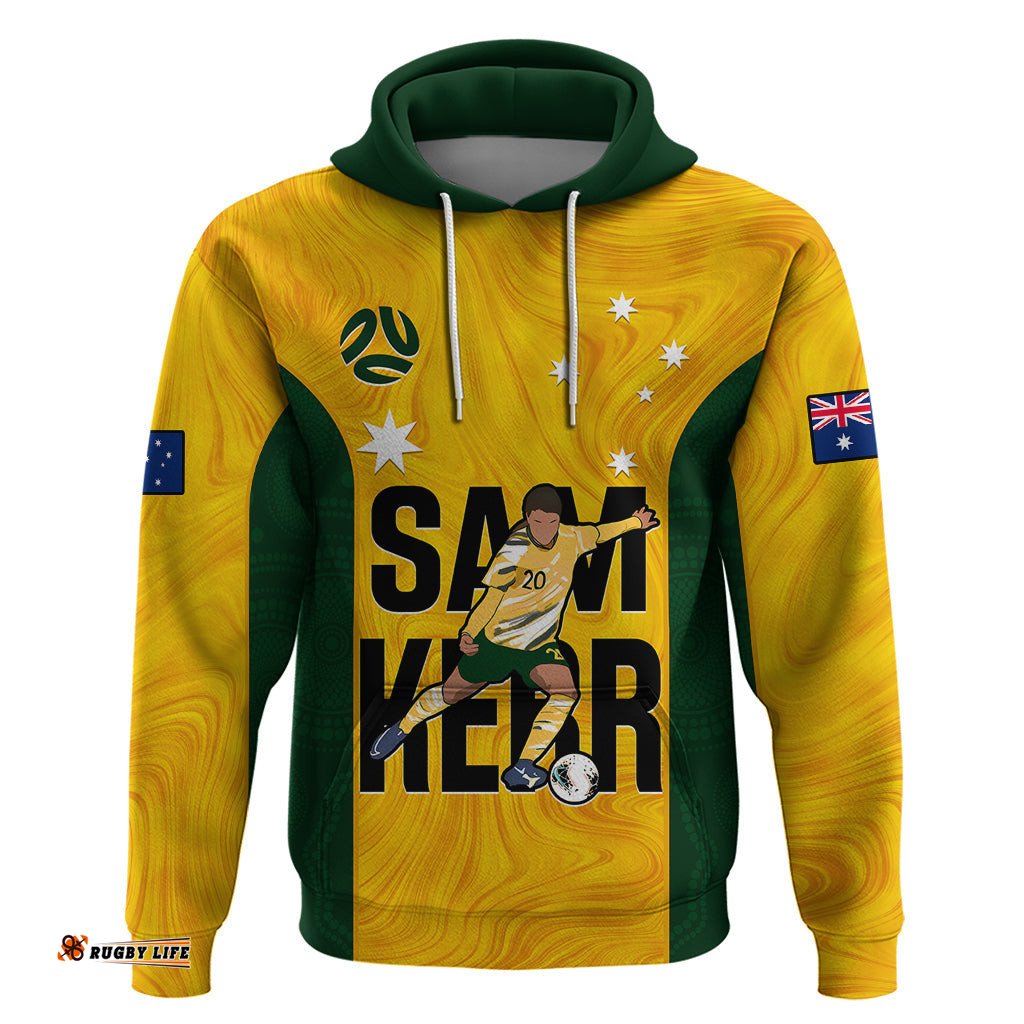 custom australia soccer hoodie sam kerr matildas proud world cup yellow