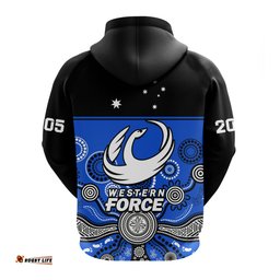 western force super rugby hoodie est 2005 indigenous art