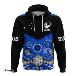 western force super rugby hoodie est 2005 indigenous art